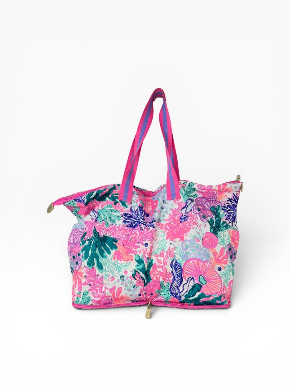Lilly Pulitzer getaway packable tote in seaside Carnival pink